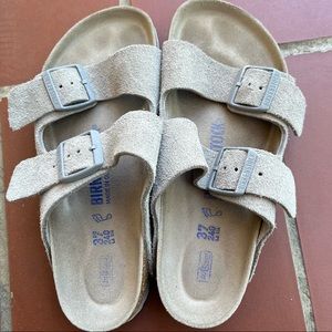 Birkenstock Arizona Suede Leather Stone Coin, Size 6 (37) Women’s